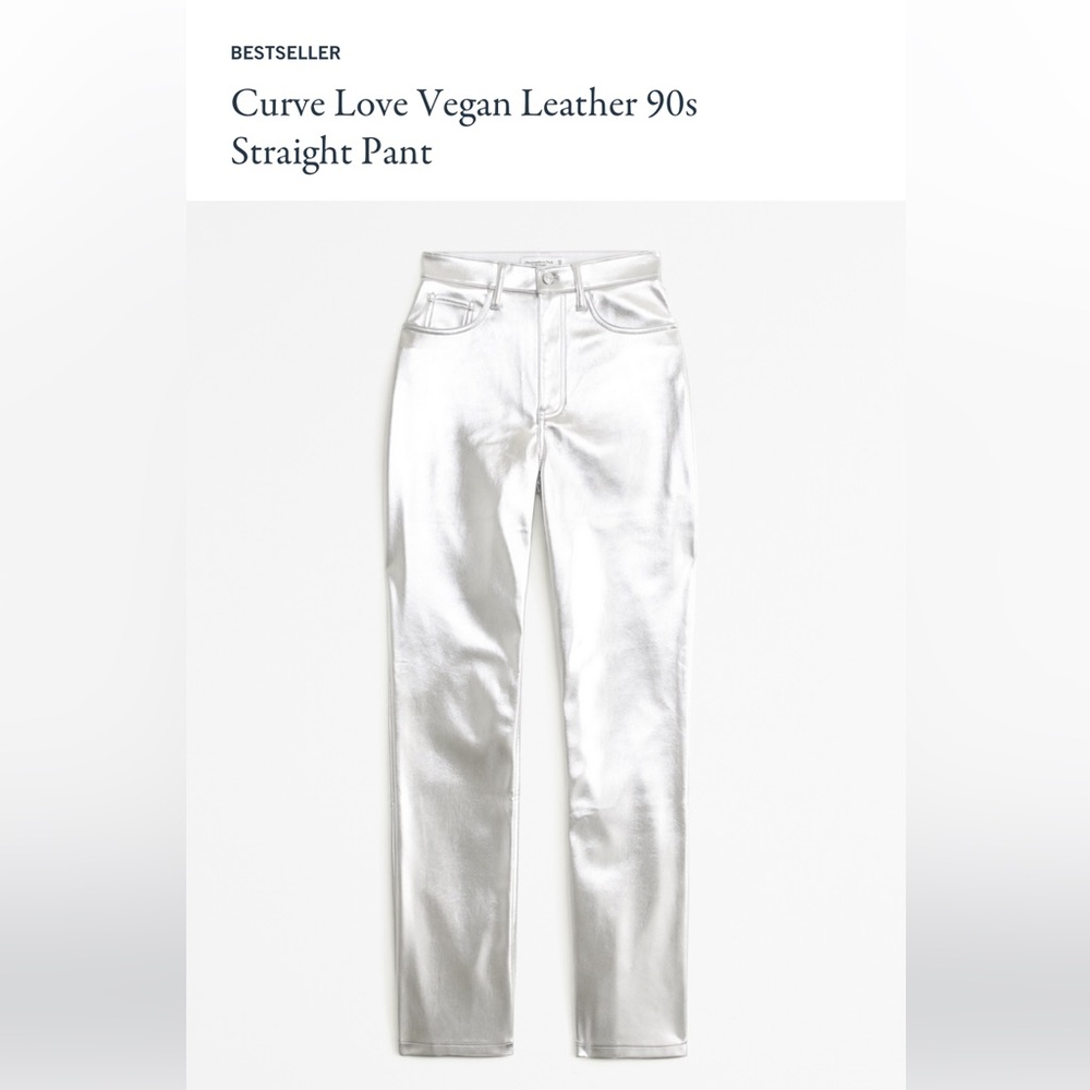 NWT Curve Love Vegan Leather 90s Straight Pant size 30 in Silver